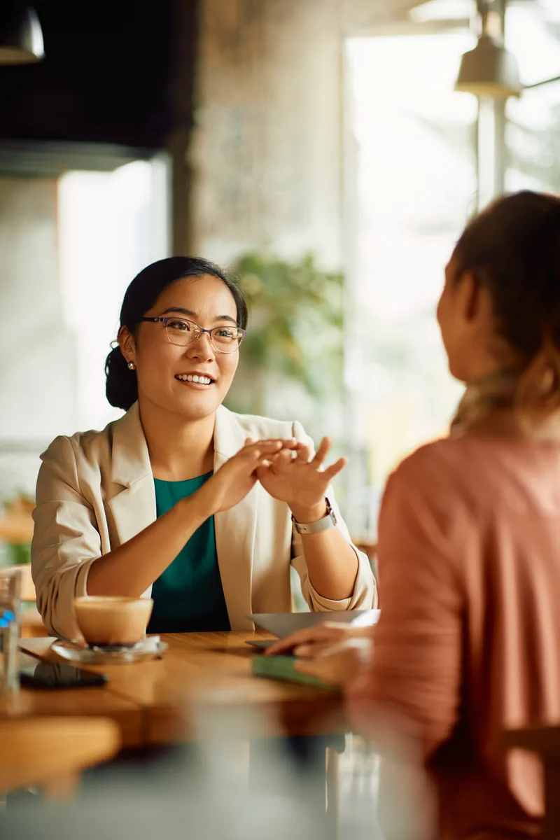 A warm one-to-one coaching conversation